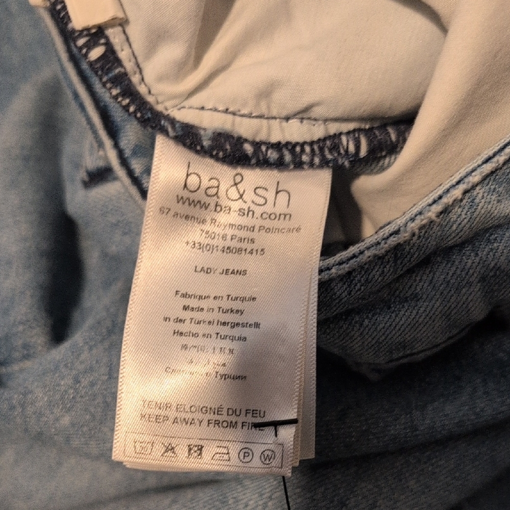 ba&sh High Rise Wide Leg Light Blue Pleated Boyfriend Jeans - Picture 5 of 7